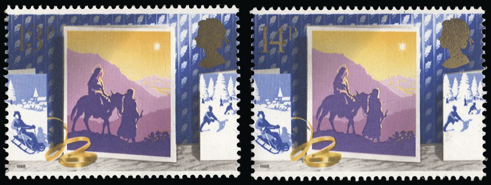 Great Britain 1988 Queen Elizabeth II 3p Christmas - error of value, SG1414a