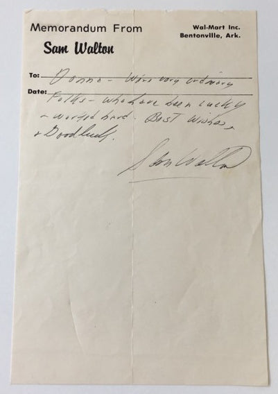 Walmart founder Sam Walton handwritten signed letter